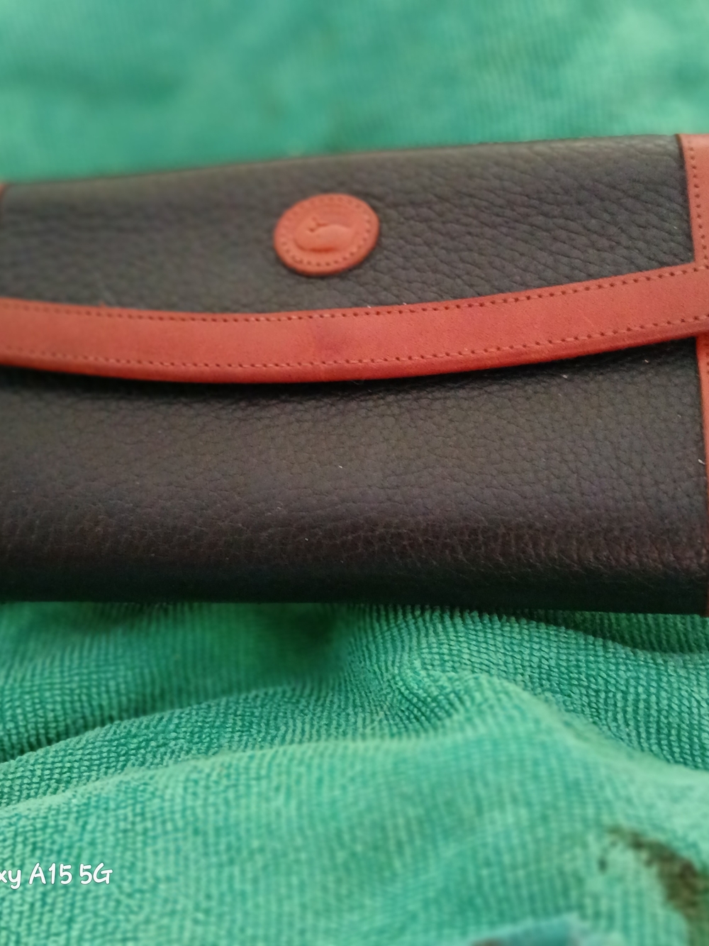 👛  Dooney & Burke All Weather Pebbled Leather Continental Black & Blue Wallet👛